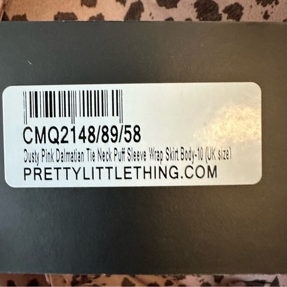 DUSTY PINK DALMATIAN TIE NECK PUFF SLEEVE WRAP SKIRT BODYCON DRESS SIZE MEDIUM - Picture 10 of 11